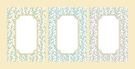 Beautiful floral frame background in vintage shabby chic pink yellow blue pastel color with blank space for print cards poster invitation page journal notes layout template