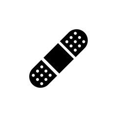 Medical Patch, First Emergency Plaster Solid Flat Vector Icon Isolated on White Background.