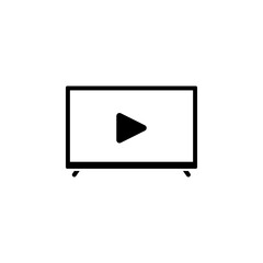 Video Player Window, Play Movie Panel Solid Flat Vector Icon Isolated on White Background.