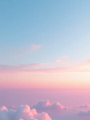 Fototapeta premium Soft Pink Hues Of A Serene Blue Sky With Gently Drifting Clouds Set Against A Peaceful Sunset Backdrop.