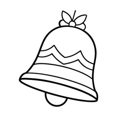 Christmas Bell Decoration Outline Drawing Illustrating Festive Holiday Themes
