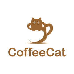 pet cat cafe coffee flat minimalist logo design