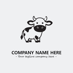 Cow illustration black and white for logo company vector image
