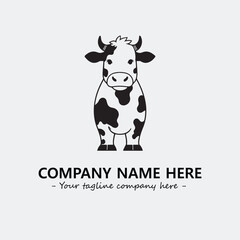 Cow illustration black and white for logo company vector image
