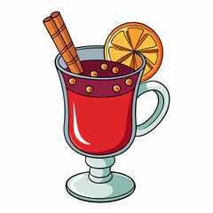 mulled wine vector style creative artwork on white