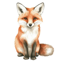 Fototapeta premium A fox sitting upright on transparent background.