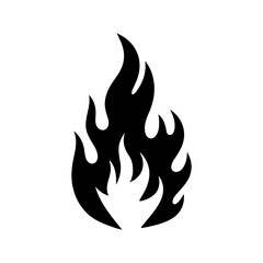 Artistic Flame Icon Bold Black Silhouette of Fire for Creative Designs