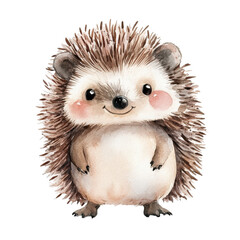 A smiling watercolor hog on transparent background.