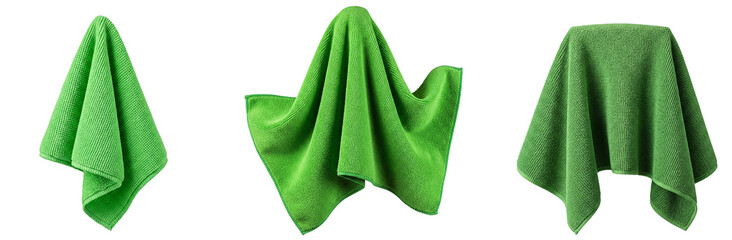 Set of Green Towel cutout png transparent background isolate