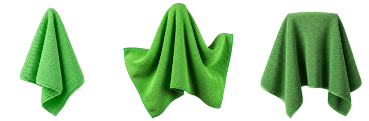 Set of Green Towel cutout png transparent background isolate
