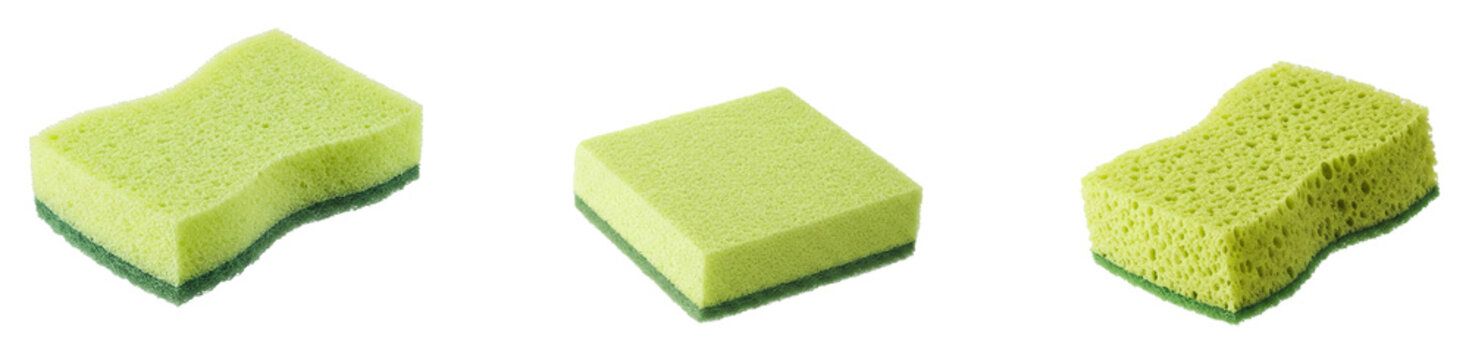 Yellow green sponge cutout isolated transparent background