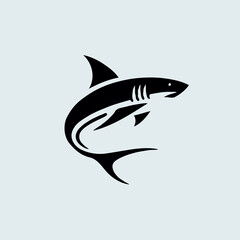 Obraz premium Shark silhouette in tribal black style on light background