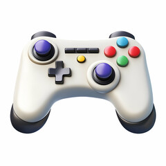 Gamepad Controller with Round Multicolored Buttons Isolated on White Background for Gaming and Entertainment