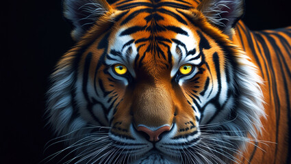 Fototapeta premium Close up of fierce tiger face with intense eyes