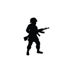 Soldier Silhouette with Rifle | Military Army Combat Icon