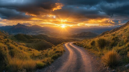 Scenic mountain road at sunset (1)