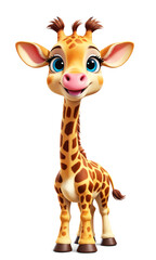 Cartoon animals giraffe. Artificial intelligence. Funny illustration. 3D character. giraffe baby. Cute cartoon 3D giraffe character.