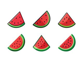 Juicy watermelon slice with black seeds Vector illustration isolated on white background