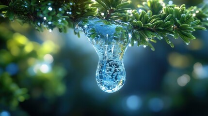 Frozen water droplet on a branch