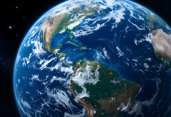 Earth from Space Showing Curvature and Clouds