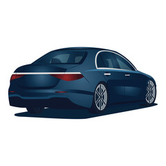 Luxury Blue Sedan Car Rear View &ndash; Vector Illustration