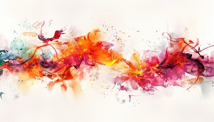 Fototapeta premium The abstract splash painting colored by vivid shade of oil color stained on the canvas express contemporary style from paint. Modern wallpaper brush vibrant watercolor with seamlessly pattern. AIG61.