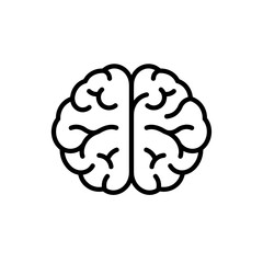 Human brain top view line icon