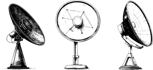3 Pieces of Modern style Broadcasting facilities designs, Modern style Broadcasting facilities vector graphic