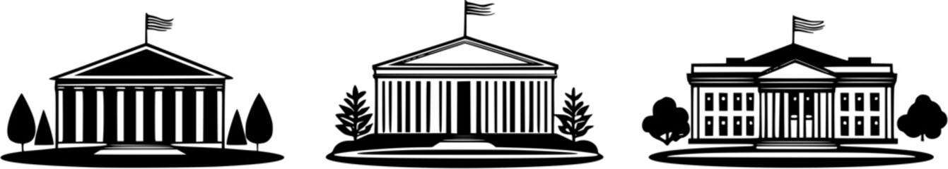 3 Pieces of Contemporary style Embassies designs, Contemporary style Embassies vector image