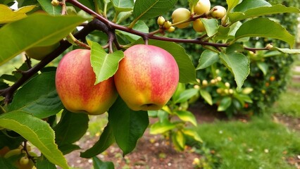 Garden, apple fruit in the branch