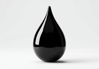 Fototapeta premium A glossy black drop shape object with a pointed top on a plain white background in a studio setting