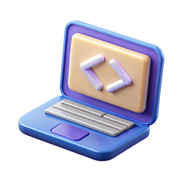 icon of a laptop with code editor screen tec 
