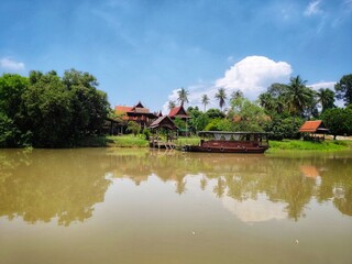 Thai style house by the river