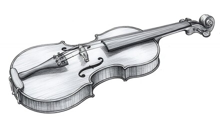 Obraz premium Detailed grayscale violin drawing