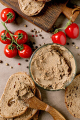 Homemade Pate with Bread and Tomatoes