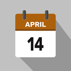 14 april calendar icon vector month date number illustration design