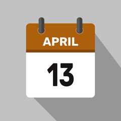 13 april calendar icon vector month date number illustration design