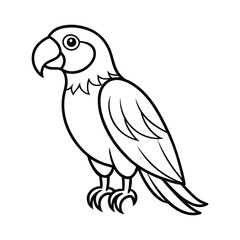 Black and White Illustration of a Parrot with Cartoon Features