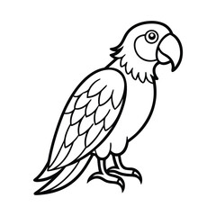 Black and White Illustration of a Parrot with Cartoon Features