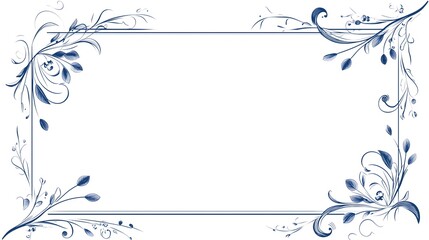 "Elegant blue floral decorative frame border with ornate swirls creates sophisticated design element for invitations, copy space
