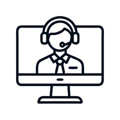 Support Agent on Monitor Icon Design