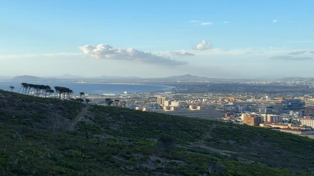 View of Tablle Bay and Cape Town CBD from the slopes of UCT .