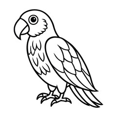 Obraz premium Black and White Illustration of a Parrot with Cartoon Features