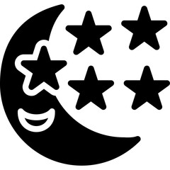 Moon and Stars Glyph Icon