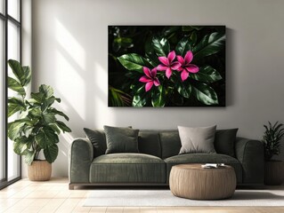 mysterious jungle floral close-up, soft light and dramatic leaves