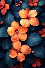 tropical floral pattern with symmetry and elegant negative space