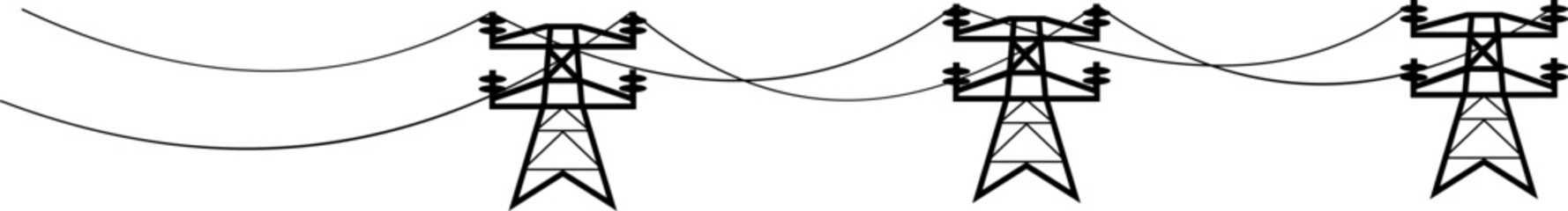 Electric tower, in line design. Power transmission, High voltage, Electrical grid, Transmission line vector. Electric tower editable stroke icon. websites and print media with transparent background