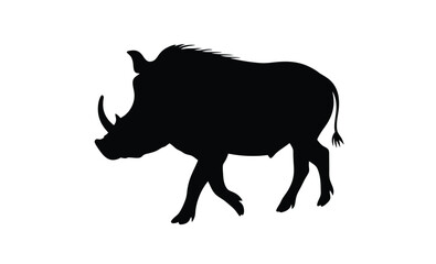 Warthog silhouette, Wild pig vector, African animal icon, Warthog graphic illustration