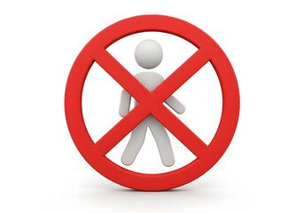 Fototapeta premium 3d No entry sign with stick figure on white background