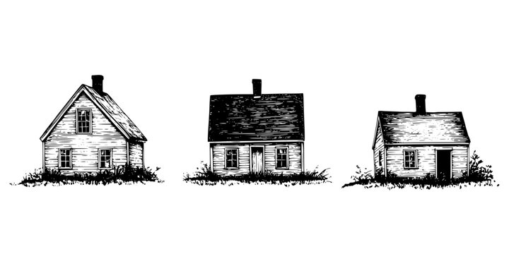 3 Pieces of Cape Cod style Houses designs, Cape Cod style Houses illustration art